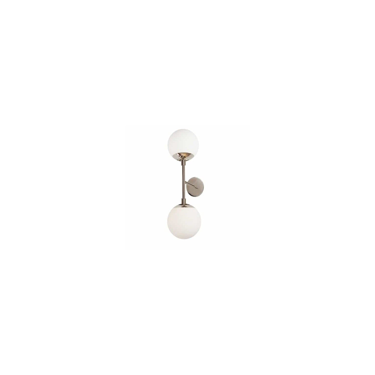 2 Light Wall Sconce with Polished Chrome Finish and White Opal Glass Shades, Modern Curved Design - 10.25
