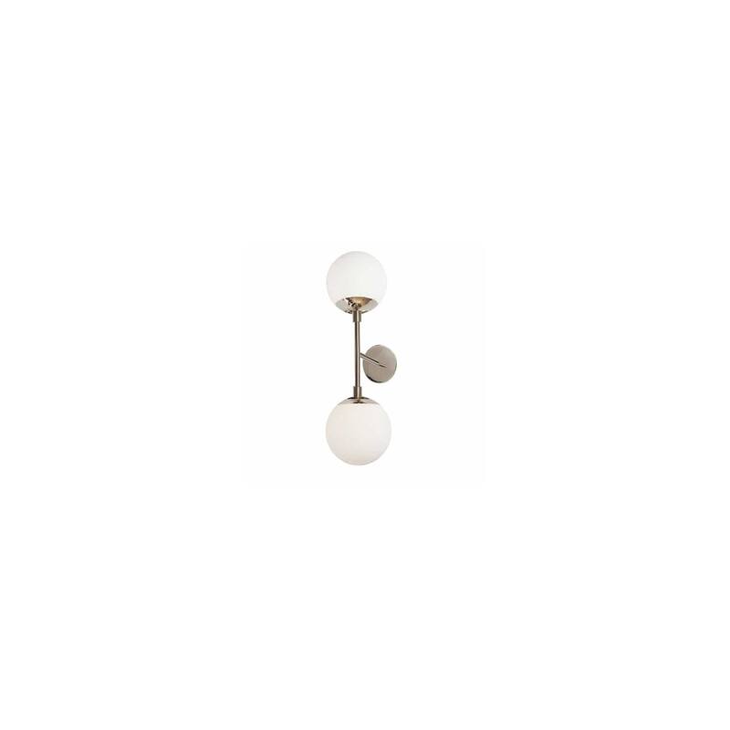 2 Light Wall Sconce with Polished Chrome Finish and White Opal Glass Shades, Modern Curved Design - 10.25