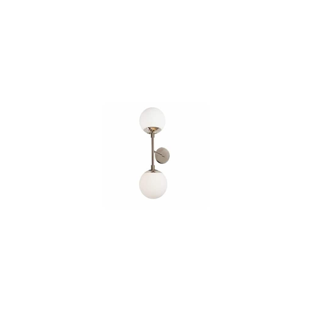 2 Light Wall Sconce with Polished Chrome Finish and White Opal Glass Shades, Modern Curved Design - 10.25