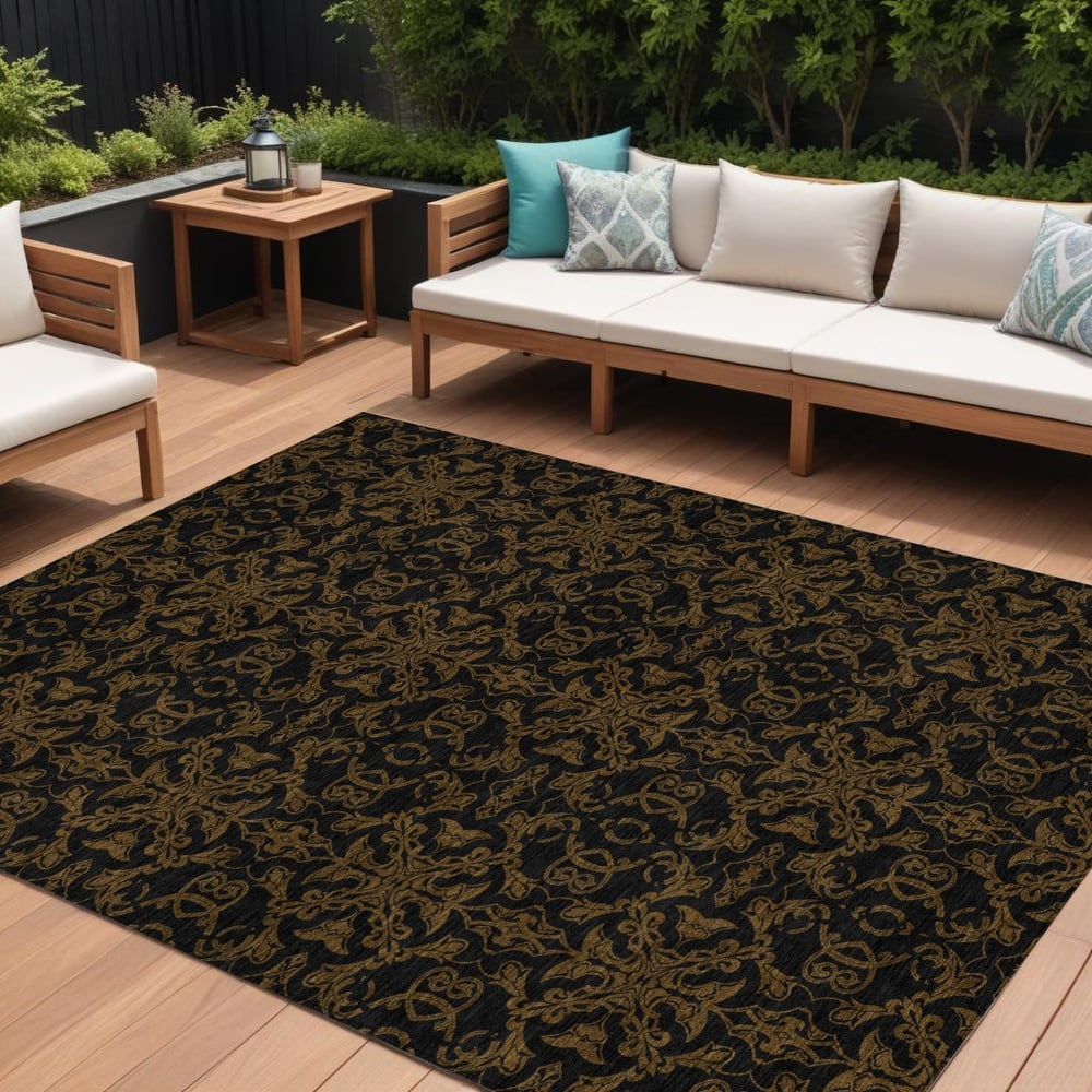 HomeRoots Medallion Transitional Rectangle Outdoor Rug
