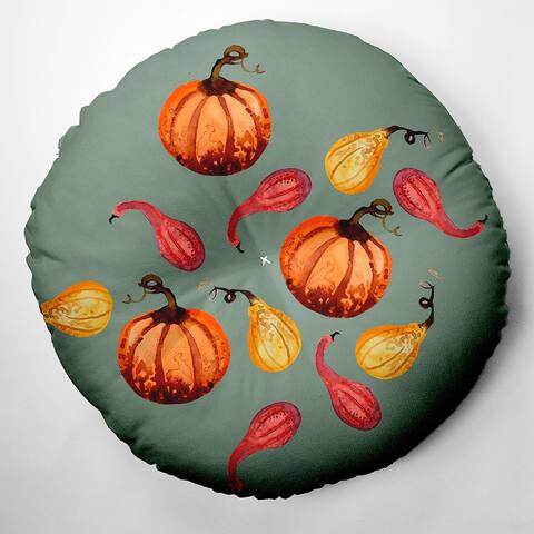 Gourds Galore Fall Design Tufted Floor Pillow