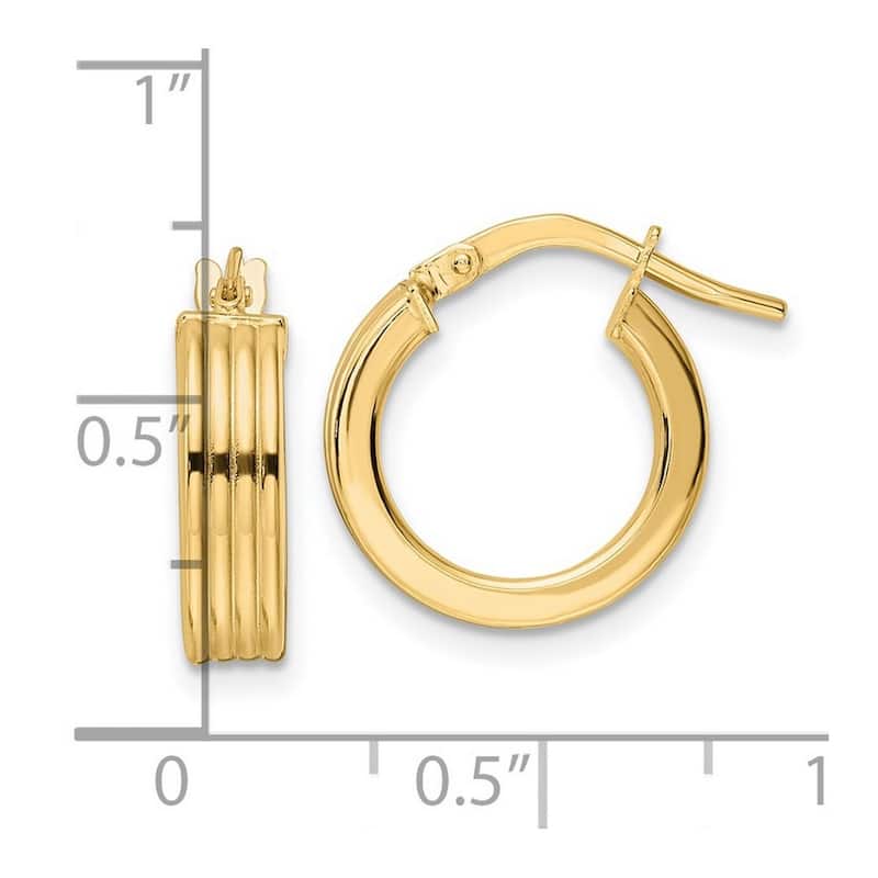 Curata 14k Yellow Gold Polished Twisted 14.5x4mm Round Hoop Earring