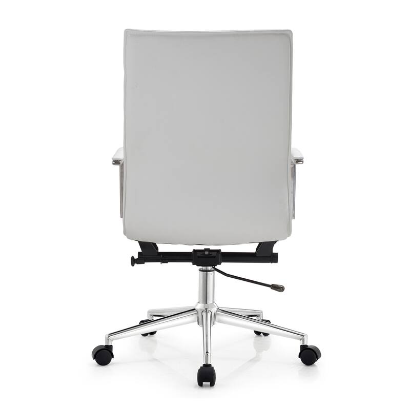 Set of 2 High Back Office Desk Chair | Upholstered Ribbed PU Leather | Armchair for Home, Executive, Conference, Meetings