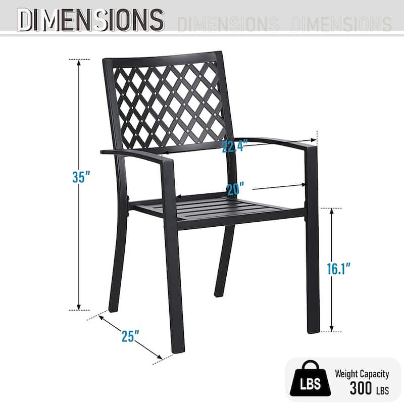 MAISON ARTS 7 Pieces Outdoor Dining Set for 6, Large Round Dining Table with Umbrella Hole & Stackable Metal Chairs