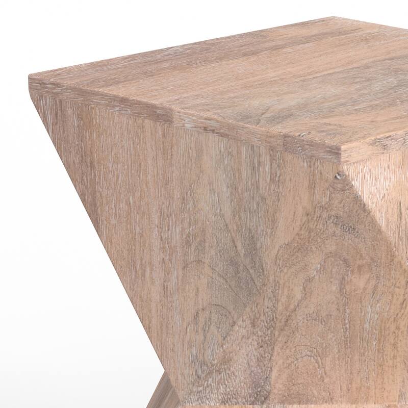 Simpli Home Sutton Contemporary 14" Wide Metal Side Table in Cerused Natural, Fully Assembled - 14" D x 14" W x 19" H