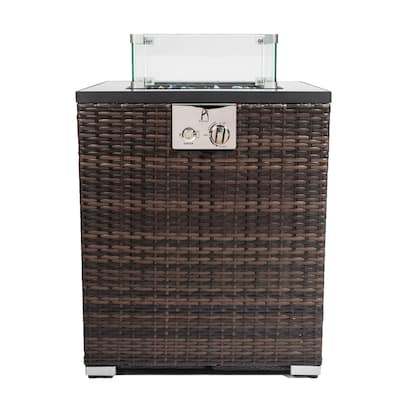 Square Ceramic Tile Tabletop Outdoor Fire Pit Column with Lid