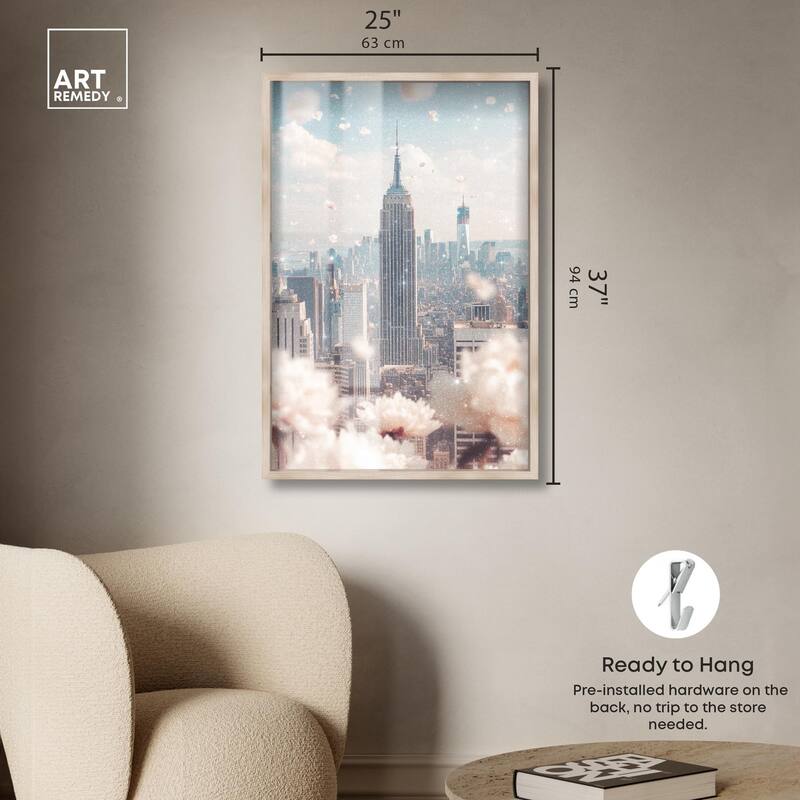 Peonies Over New York Shadowbox by Art Remedy