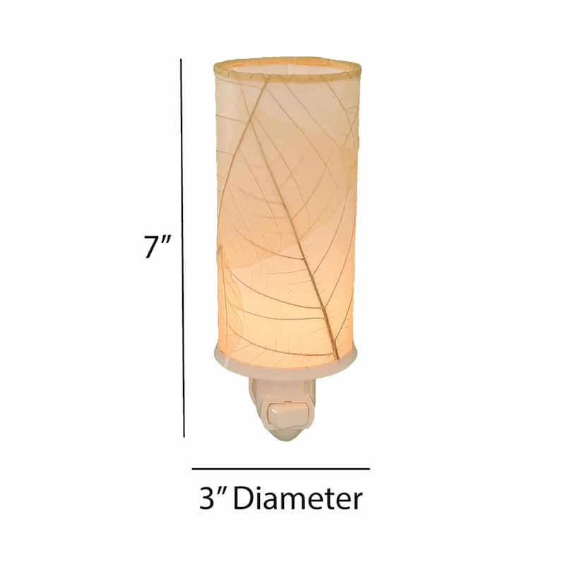 Cylinder Nightlight, Cocoa Leaves Shade, 3 x 3 x 7 in. - 3 x 3 x 8