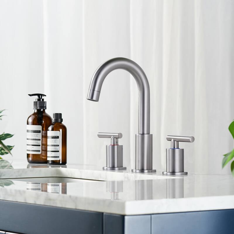 WOWOW Widespread 8 in. Double Handle Bathroom Faucet