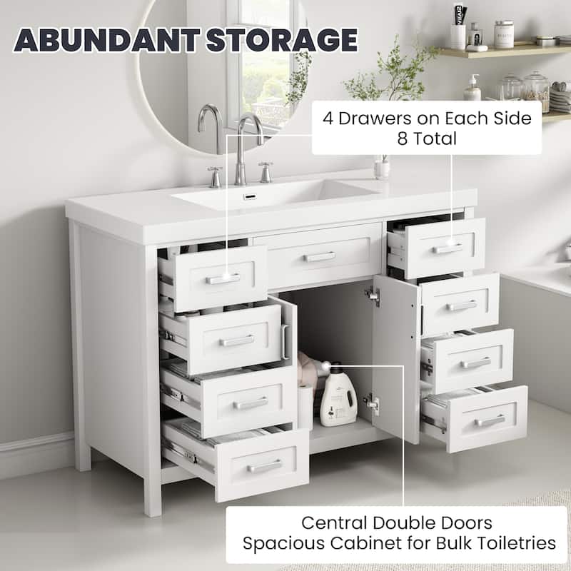48" Classic Bathroom Vanity with Sink, Soft-Closing Doors & 8 Drawers