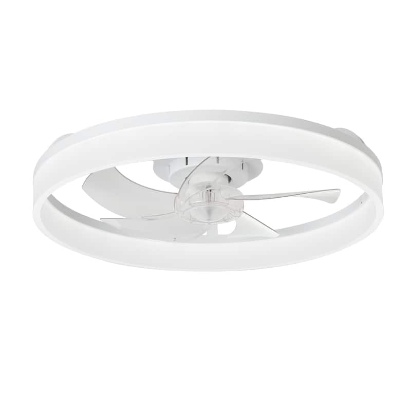 Ceiling Fan with Light: Low Profile, App Remote Control, 6-Speed, 3 CCT, Quiet DC Motor, Dimmable LED, 20" /16" - 16-inch - White