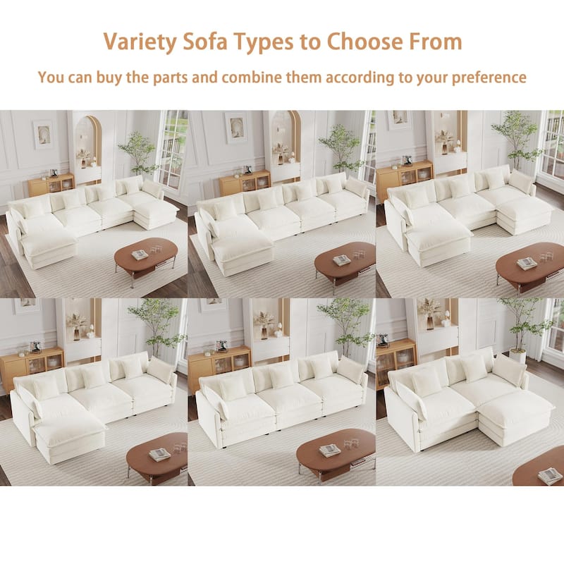 Cloud Chenille Upholstered Modular Sectional Sofa with DIY Combination Design