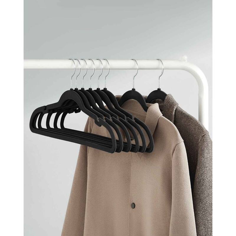 Space-Saving Velvet Anti-Slip Coat Hangers with Shoulder Notches and Swivel Hook