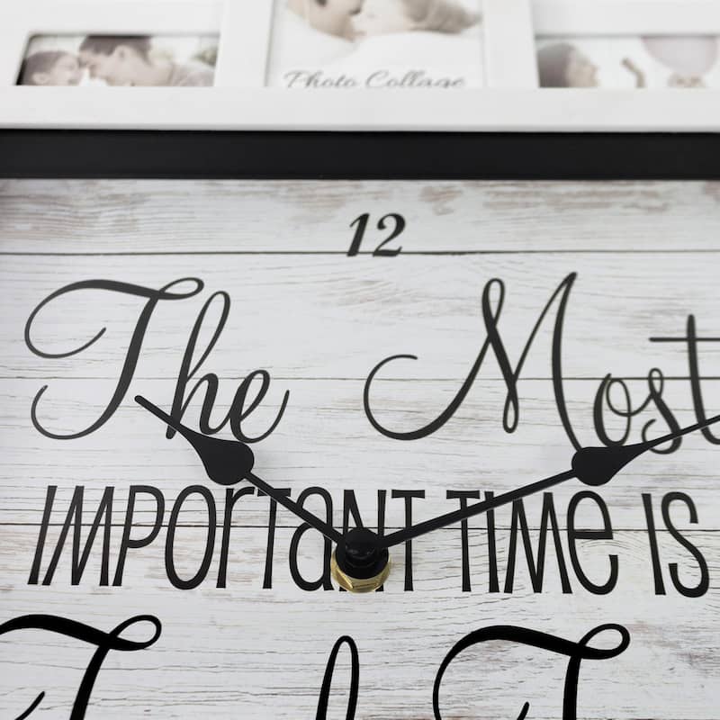 Shabby-Chic Family Time Picture Frame Collage Wall Clock - 20" x 20"