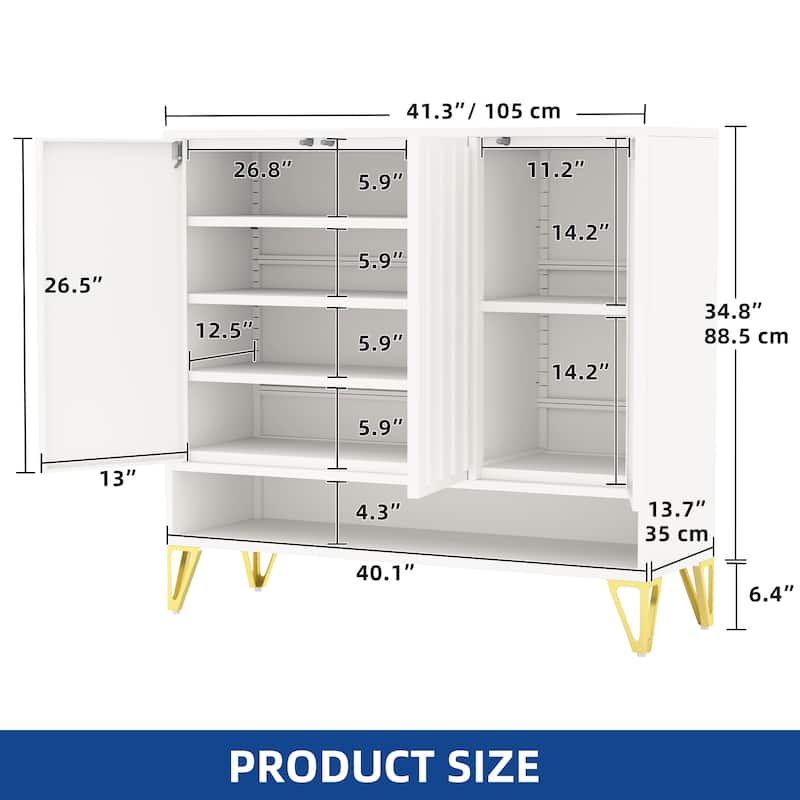 Moasis 5-Tier Shoe Storage Steel Shoe Cabinet with 3 Doors