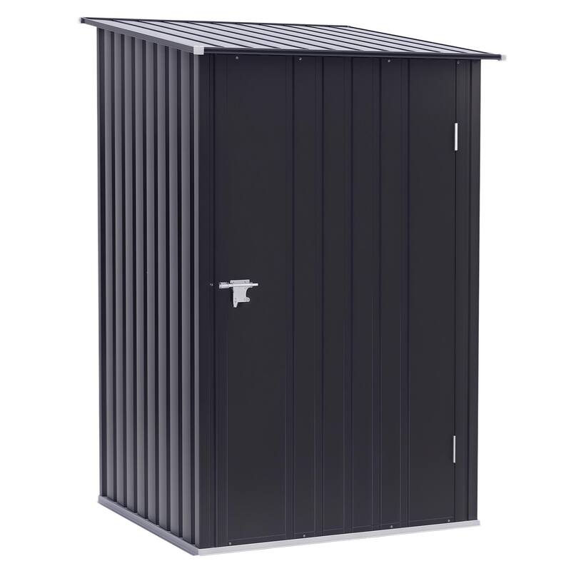 Outsunny 3.3' x 3.4' Lean-to Garden Storage Shed, Outdoor Galvanized Steel Tool House with Lockable Door for Patio Garden