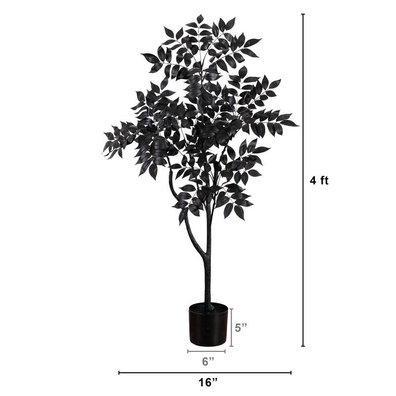 Artificial Halloween Sumac Tree with Pot - 4' - Black