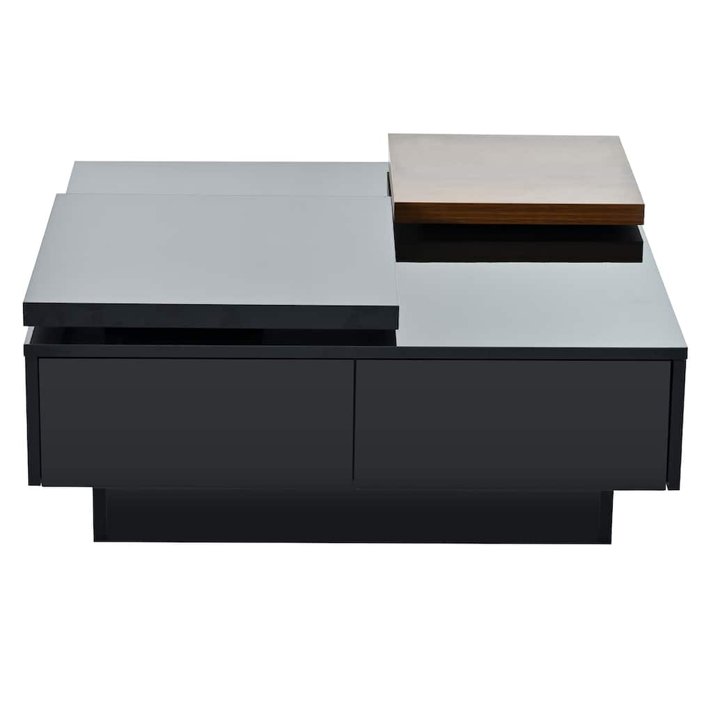Movable Top Coffee Table with High Gloss finish - 31.5'' D x 31.5" W x 13.2" H