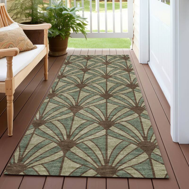 Machine Washable Indoor/ Outdoor Casual Kim Chantille Rug - Basil - 2'3" x 7'6"