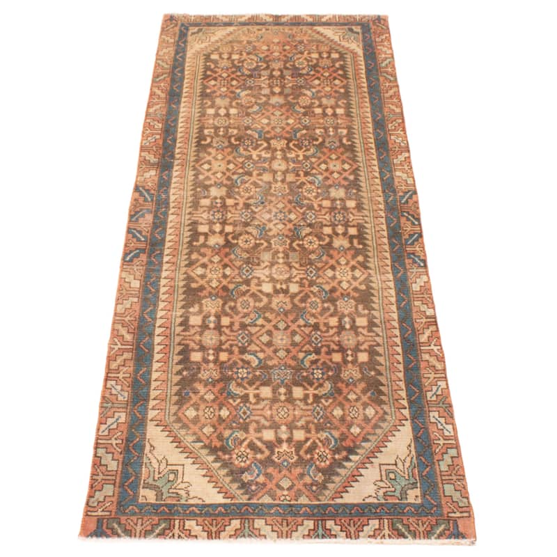 ECARPETGALLERY Hand-knotted Andelz Dark Brown Wool Rug - 2' 11" x 9' 1"