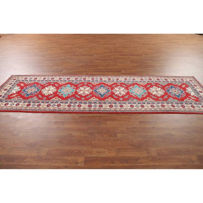 Red Kazak Oriental Runner Rug Handmade Wool Carpet - 2'10" x 9'10"