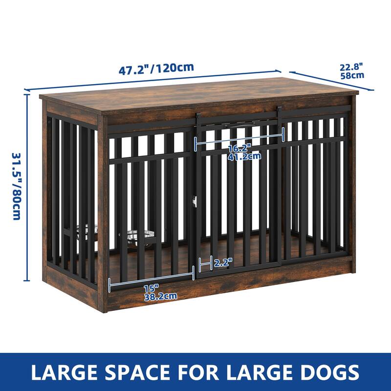 Moasis Extra Large Dog Crate Furniture with Sliding Doors