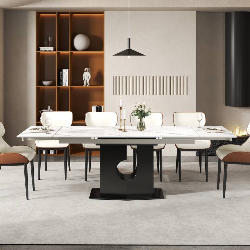 63''-94'' Kitchen Large Extendable Dining Table for 4-8 People