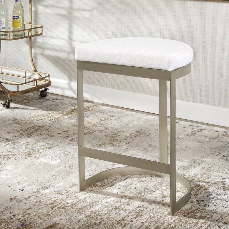 Backless Counter Stool - 26" - Silver and White