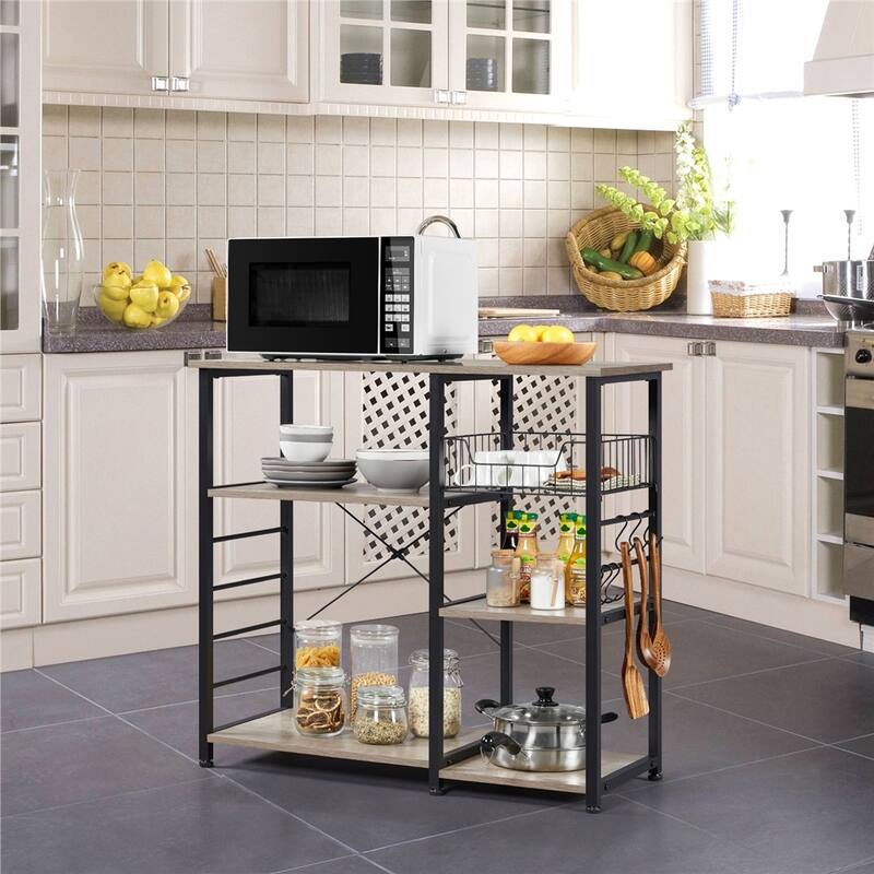 Yaheetech Metal Frame Baker's Rack Kitchen Island Storage Shelf - Grey