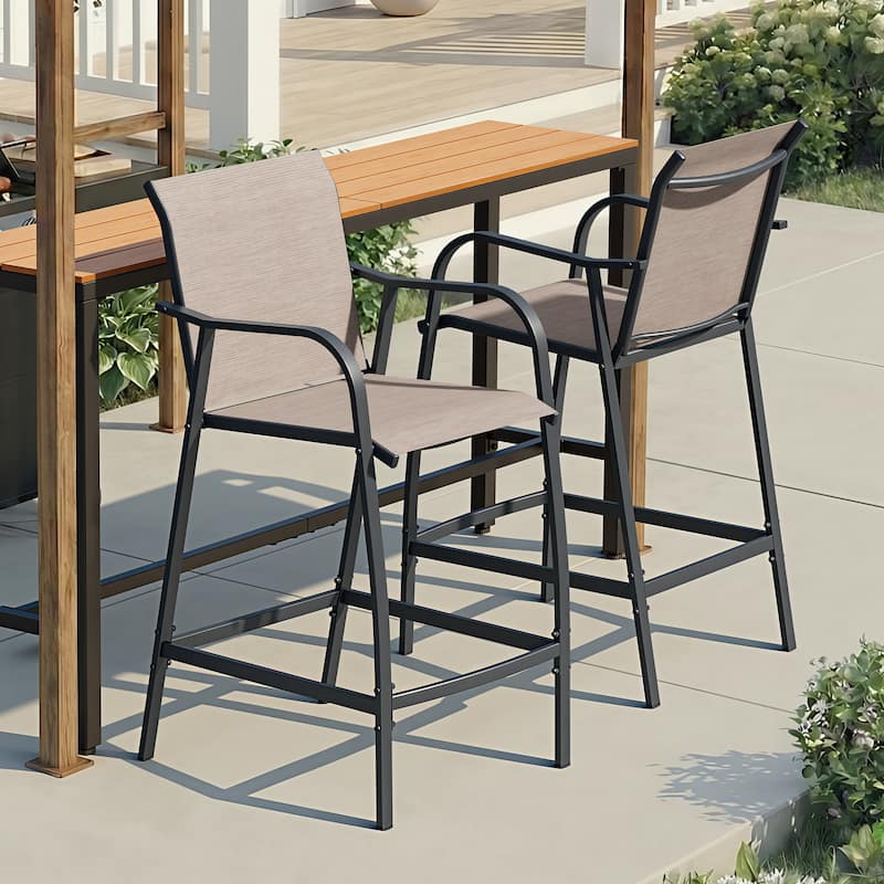 Lightweight Bar Height Barstools Outdoor Bar Stools Patio Bar Chairs - 21.3" W x 22.5" D x 44" H - Espresso - 2PC