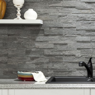 Aspect Peel and Stick Raised Stone Overlay Kitchen 15 sq ft Backsplash Kit