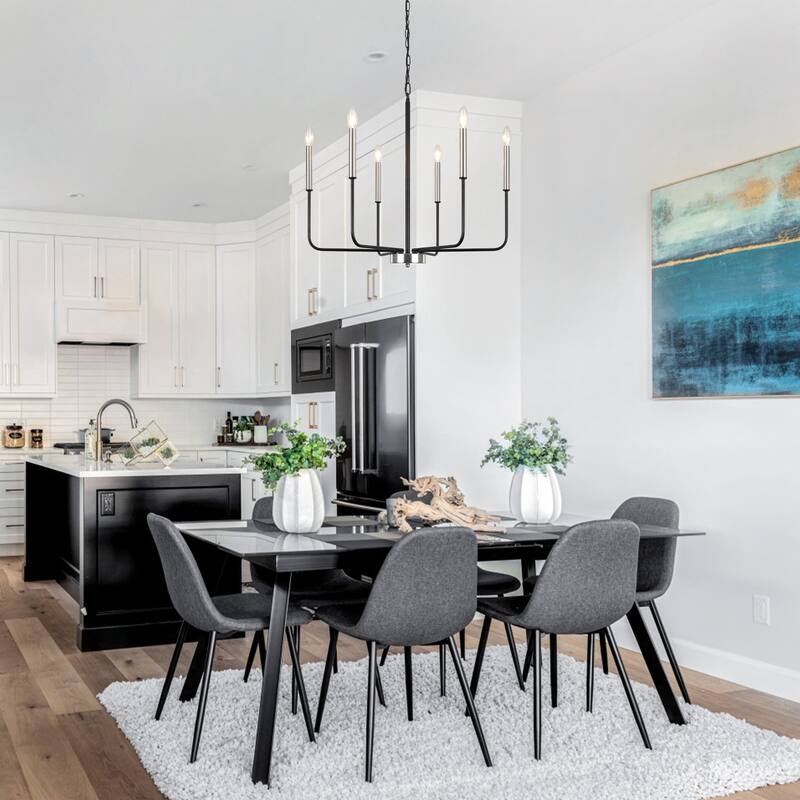6-Light W26.18" x H66.92" Candle Chandelier for Living Room Kitchen Island