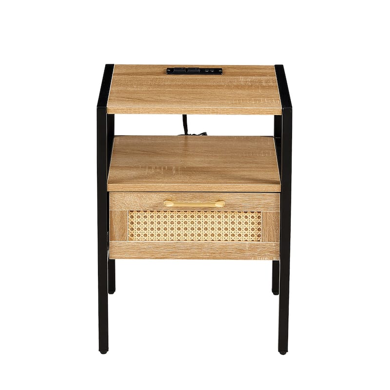 Modern nightstand with drawer and metal legs