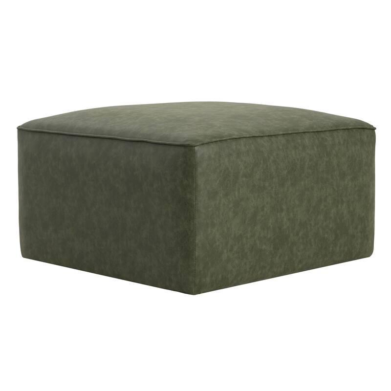 Square PU Leather Ottoman - Upholstered Footrest for Living Room