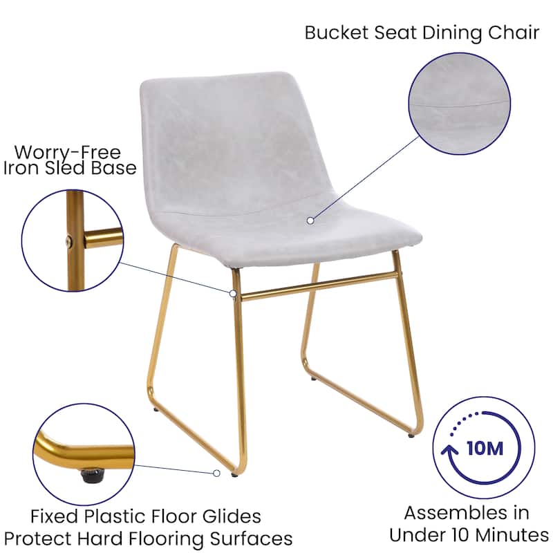 18 Inch Indoor Dining Table Chairs, LeatherSoft Upholstery-Set of 2