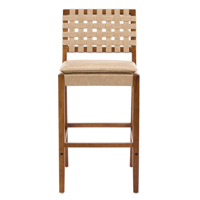 Christopher Knight Home - Rieti Industrial-Inspired Barstool Set with Crossback PU Upholstery and Wooden Frame