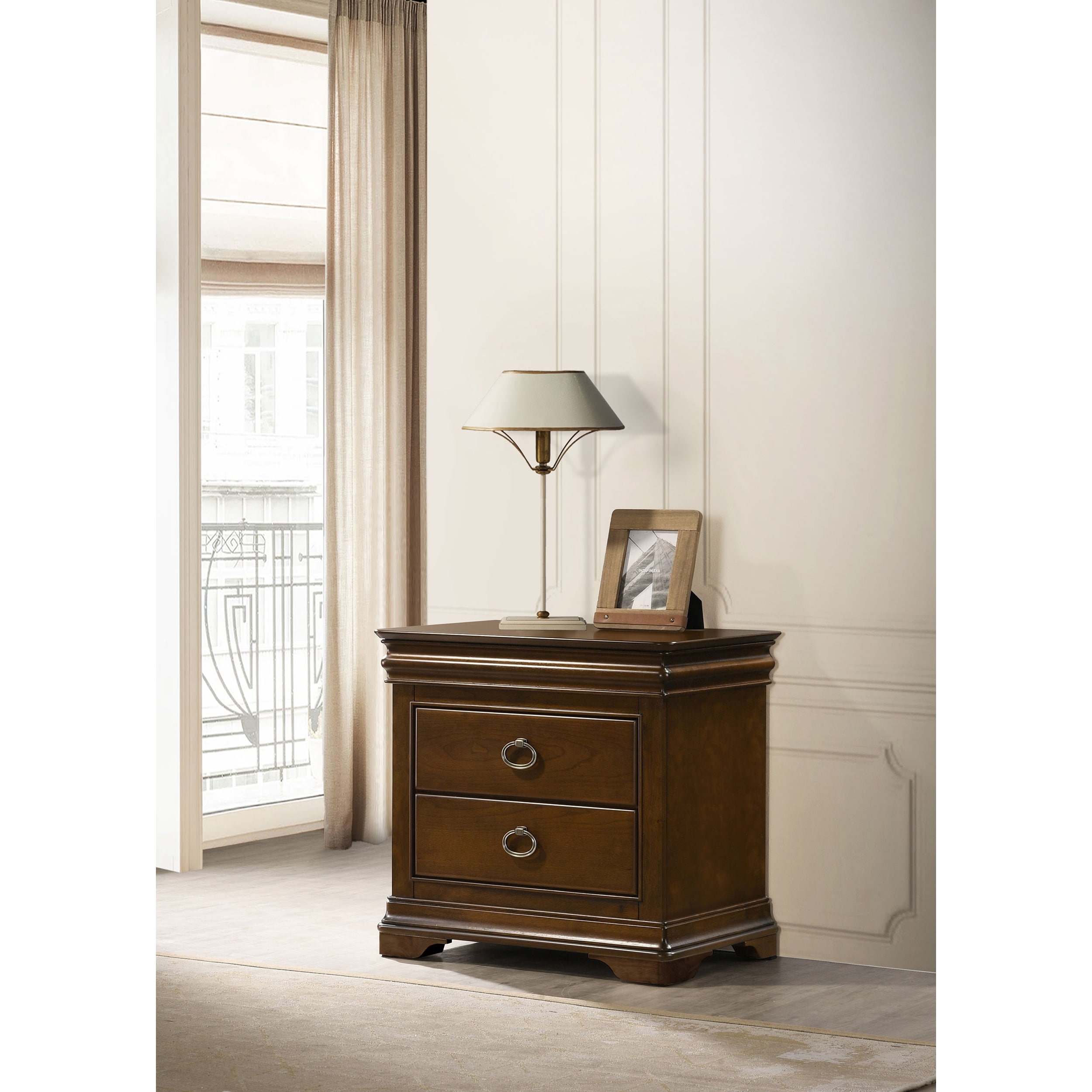 Leonide Brown Cherry 2-drawer Nightstand
