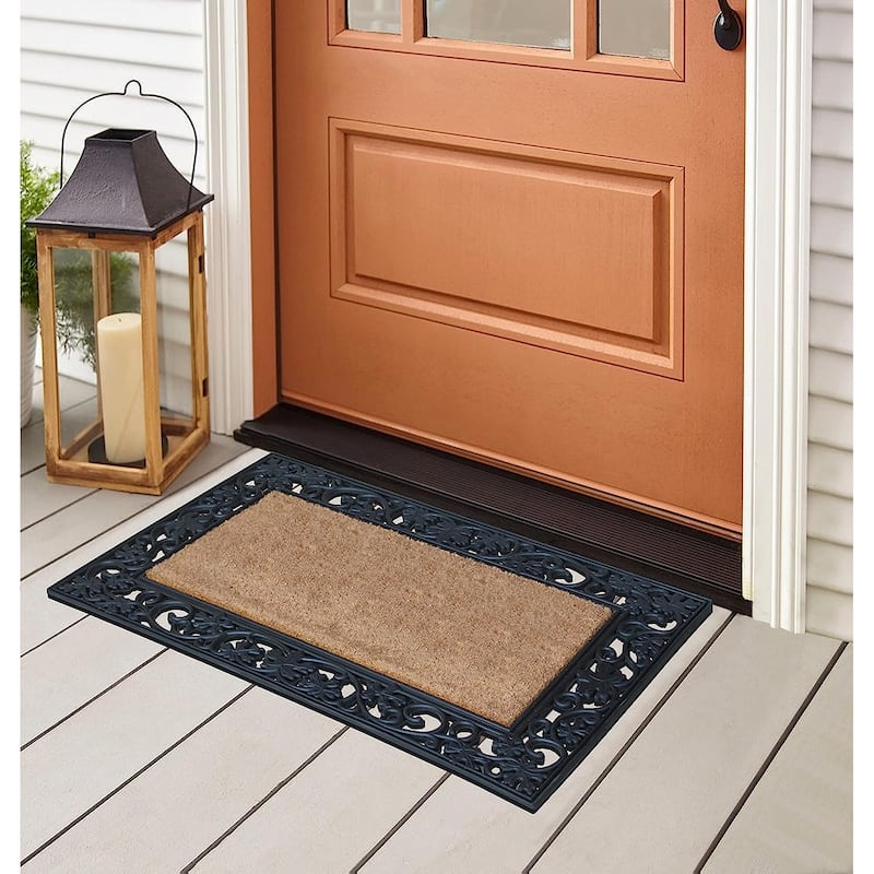 A1HC Rubber/ Coir Brush Welcome Doormat 23" X 38", Mesh Border