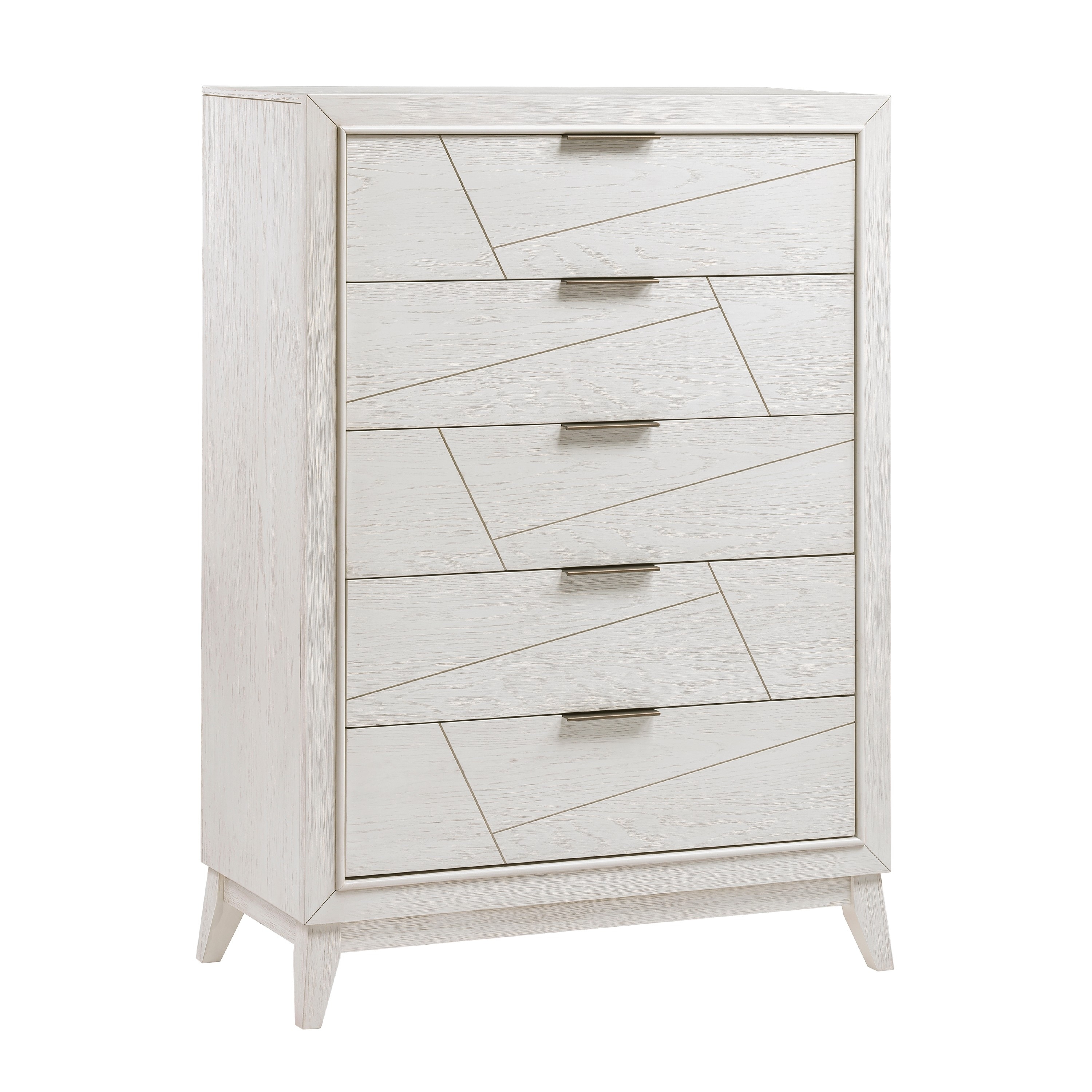Zine Tall Dresser Chest, 5 Drawers, Antique White, Flat Black Handles