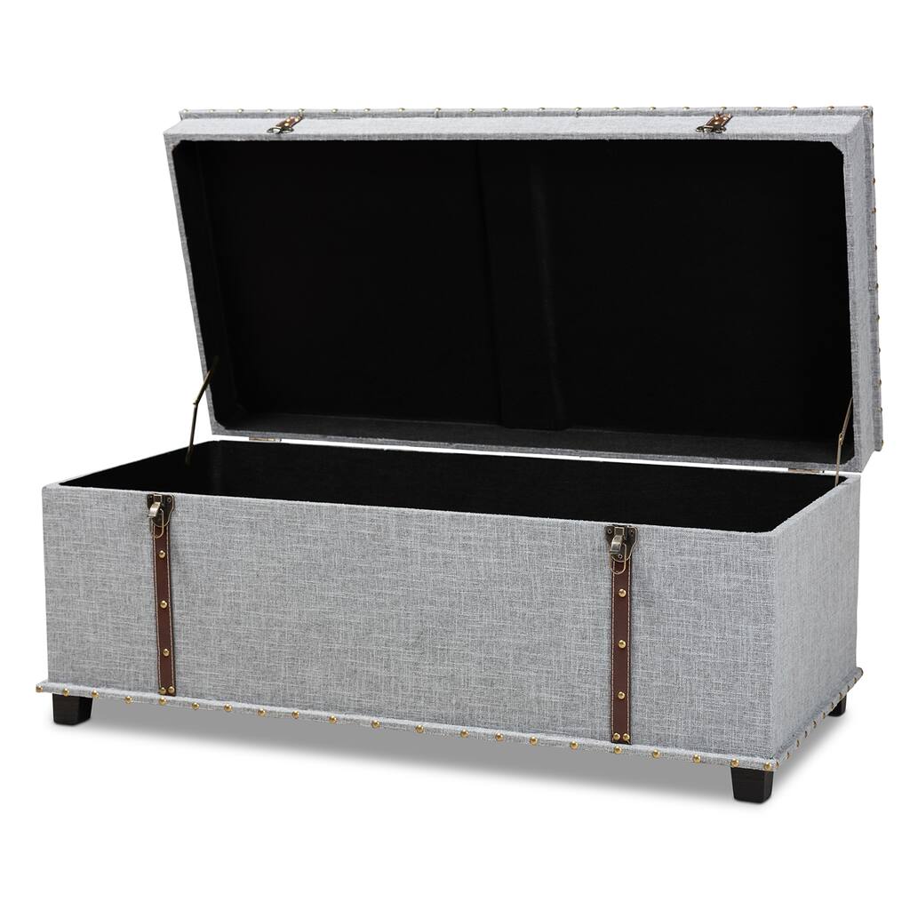 Kyra Modern and Contemporary Grey Fabric Upholstered Storage Trunk Ottoman