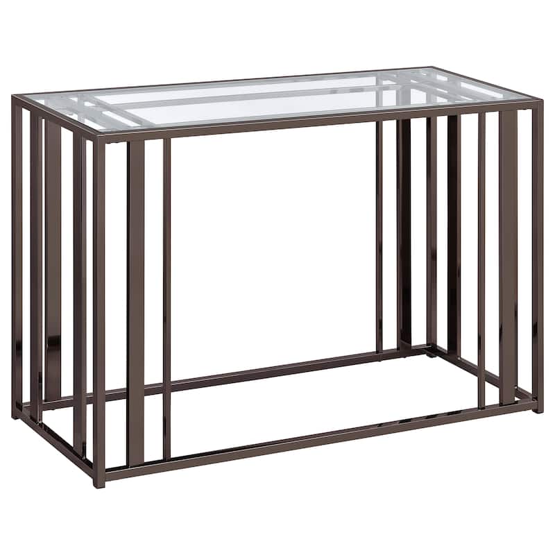 Adri Glass Top Entryway Sofa Console Table - Black Nickel