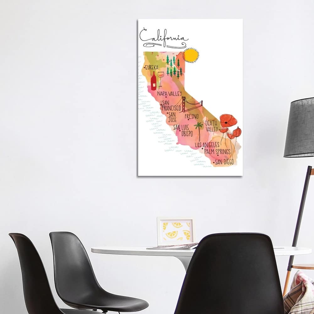 iCanvas "California Map" by Sara Franklin Canvas Print