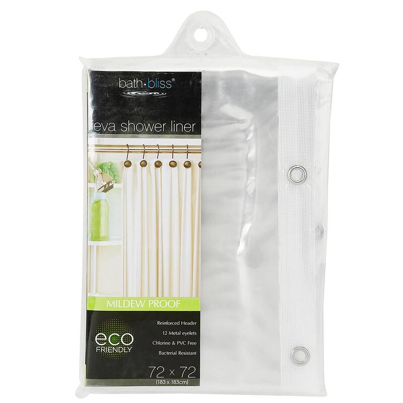 Bath Bliss Eva Clear Mildew Resist Shower Liner