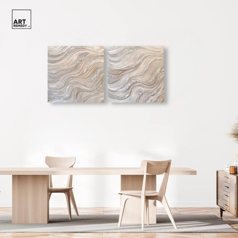 Silver Waves Set Canvas Set of 2 by Art Remedy, Gallery Wrapped