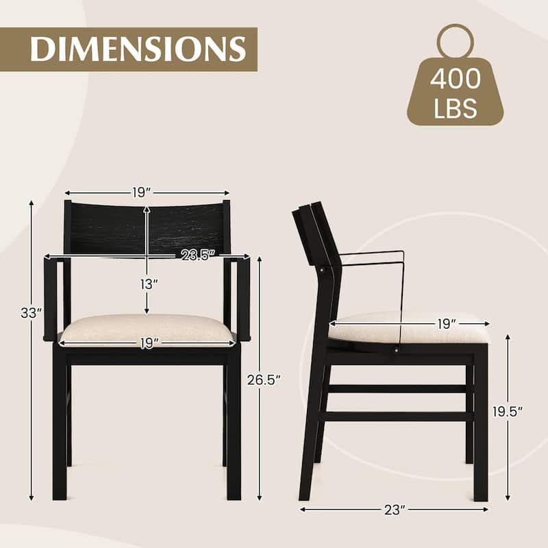 Gymax Dining Chair w/ Arms Set of 4 Modern Kitchen Chairs w/ Contoured