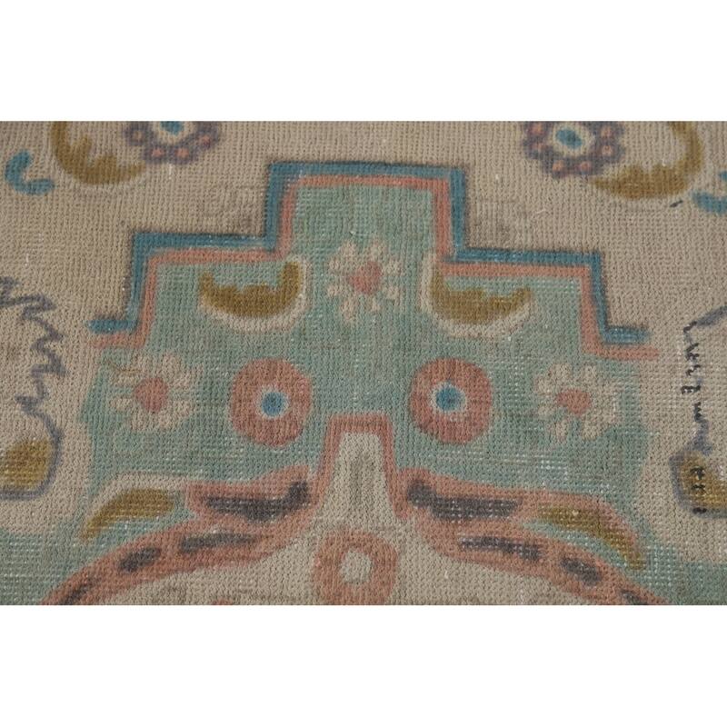 Hand Knotted Oriental 100% Wool Carpet Traditional Floral Beige & Ivories Tabriz Area Rug - 11' 6'' X 9' 7''