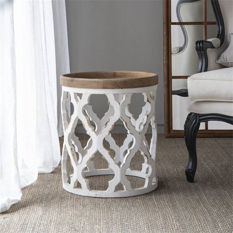 Distressed White Wooden Side Table