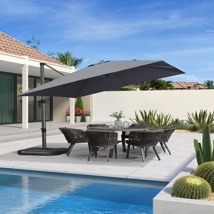 PURPLE LEAF 10 x 13 ft 360 Degree Rotation Patio Umbrella With Base