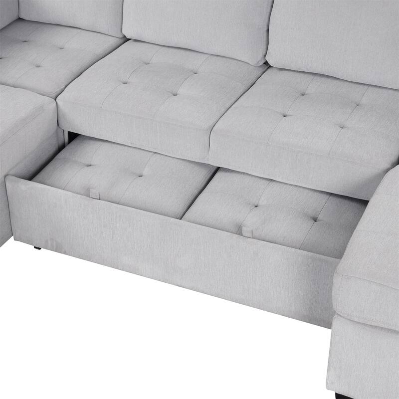 Modular Combination Sofa with Ottoman, USB and Type-C Interfaces