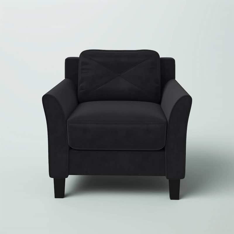 Microfiber Armchair with Button Tufted Back and Flared Arms - 31.5” D x 33.9” W x 32.7'' H